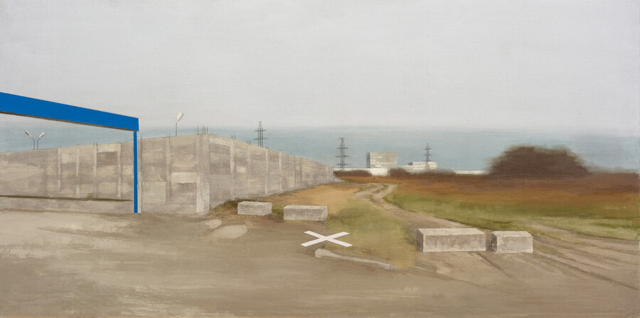 Pavel Otdelnov. Nowhere. Concrete blocks. 2020. oil on canvas. 100x200
