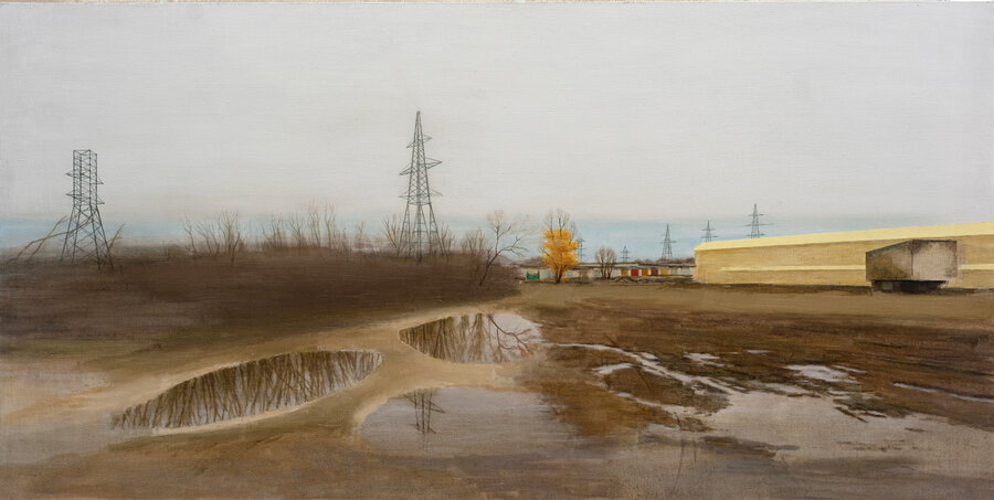 Pavel Otdelnov. Nowhere. Puddle. 2020. oil on canvas. 100x200. Private collection