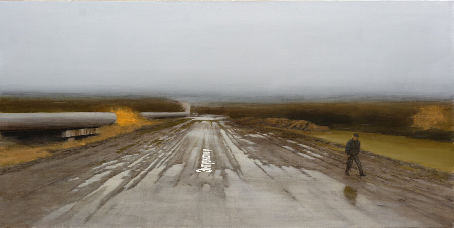 Pavel Otdelnov. Nowhere. Enthusiasts street. 2020. oil on canvas. 100x200