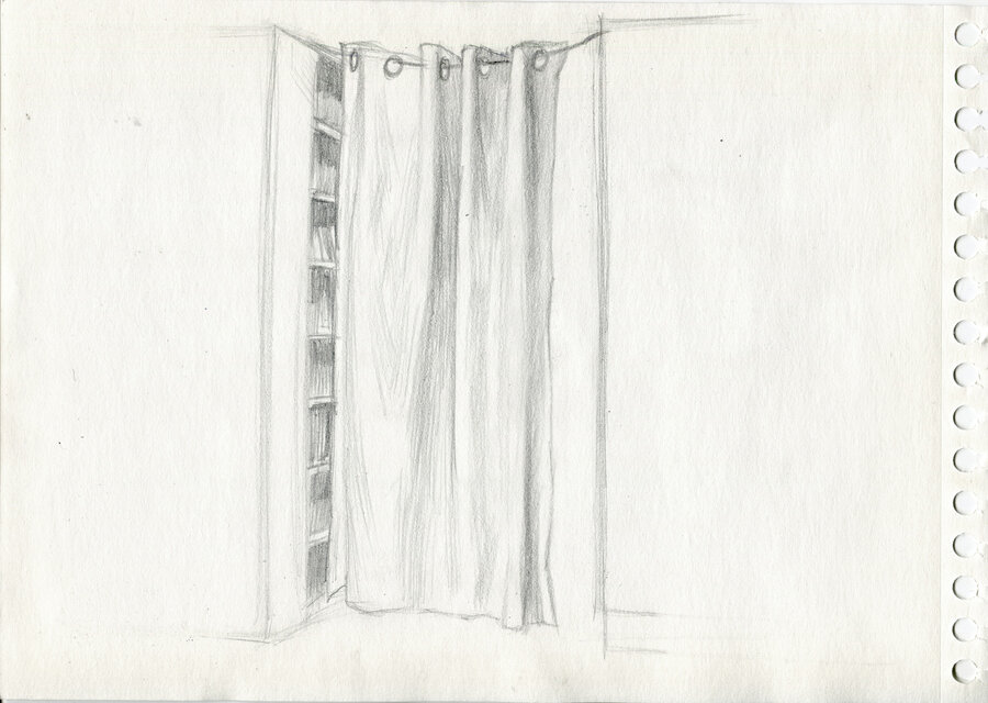 Pavel Otdelnov. Curtain. 2020. pencil on paper. 20x30