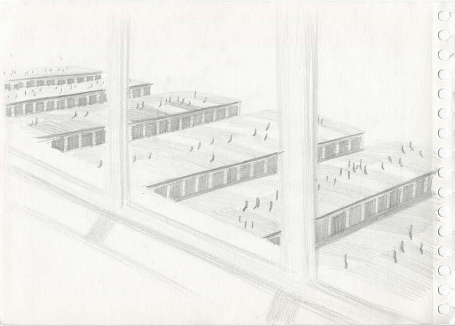 Pavel Otdelnov. Garages. 2020. pencil on paper. 20x30